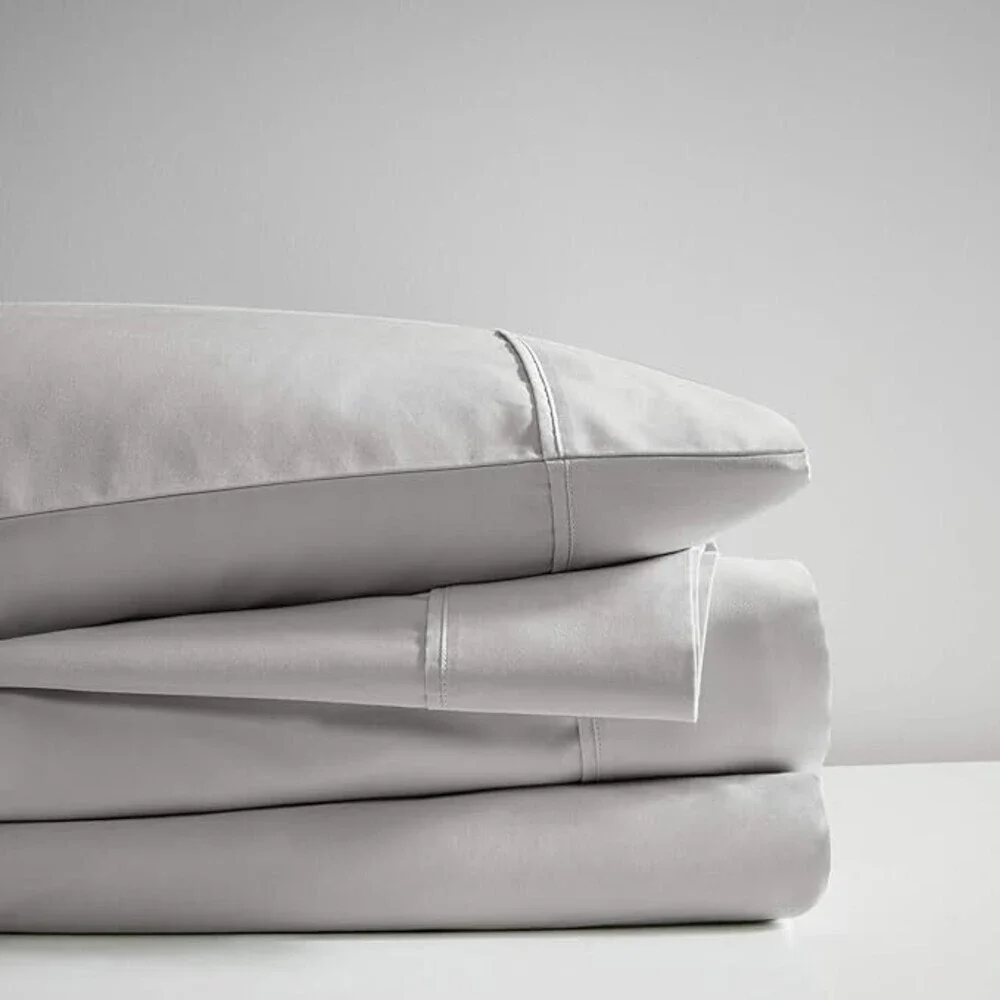 Madison Park Sheet Set Queen Light Gray Pima Cotton 600 Thread Count 4-Pc BED71